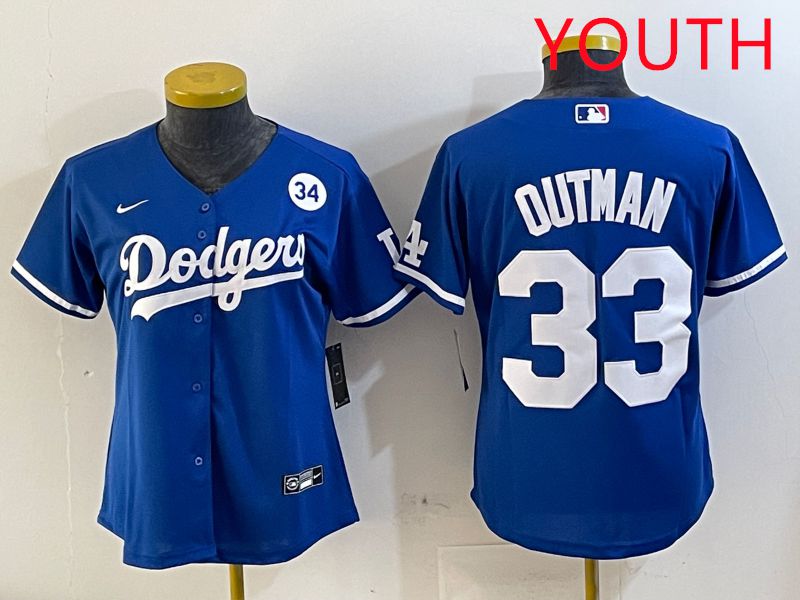 Youth Los Angeles Dodgers #33 Outman Blue Game 2025 Nike MLB Jersey style 7->youth mlb jersey->Youth Jersey